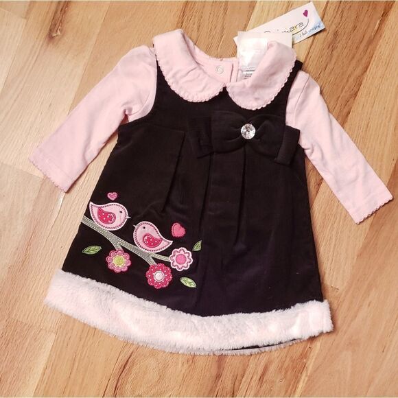 NWT Samara Love Birds Corduroy Jumper Dress Set - Picture 4 of 6